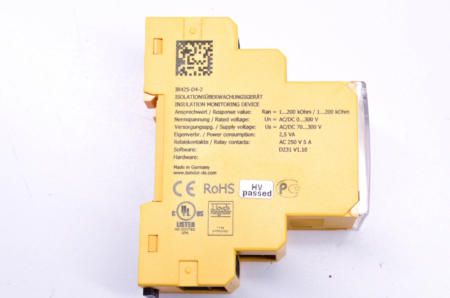 Bender B91036402, IR425-D4-2 Isolation Monitor D231 V1.10 NOS