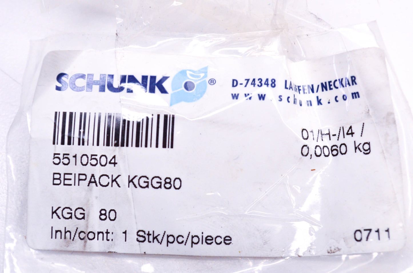 Schunk 5510504, 340310 KGG80 Pneumatic Gripper Kit NOS
