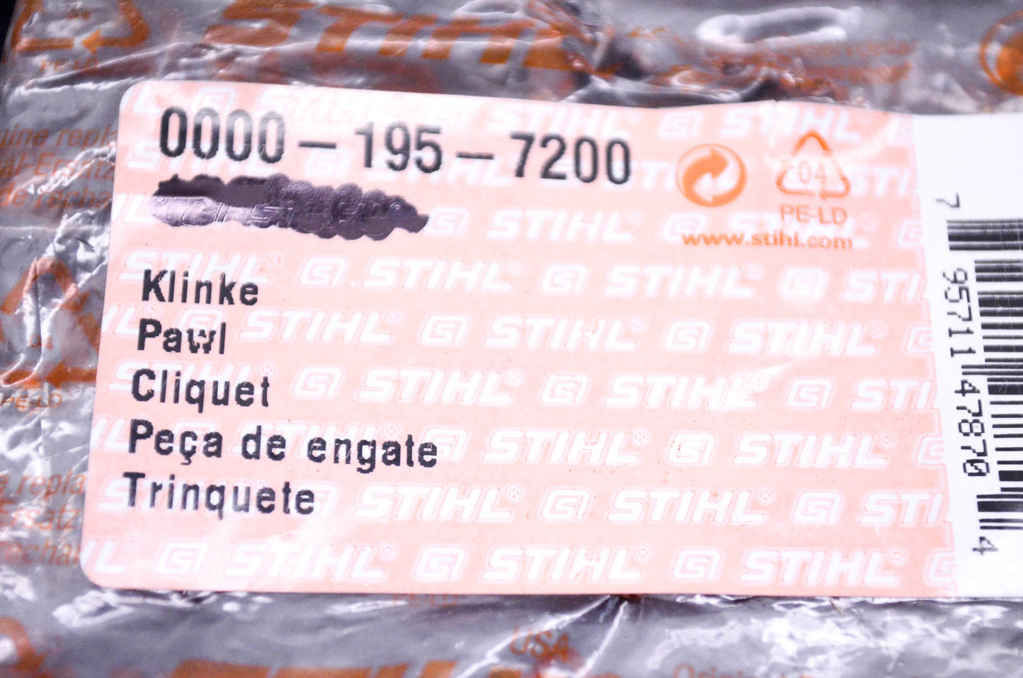 New OEM Stihl 0000-195-7200 Pawl NOS