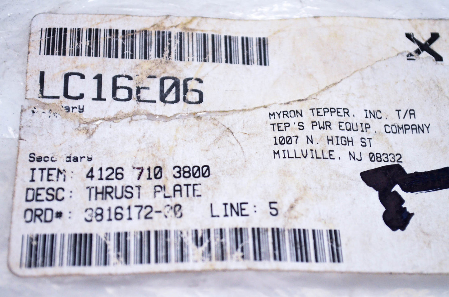 New OEM Stihl 4126-710-3800, LC16E06 Thrust Plate NOS