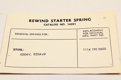 New OEM Stihl 1114-190-0600 Rewind Starter Spring NOS