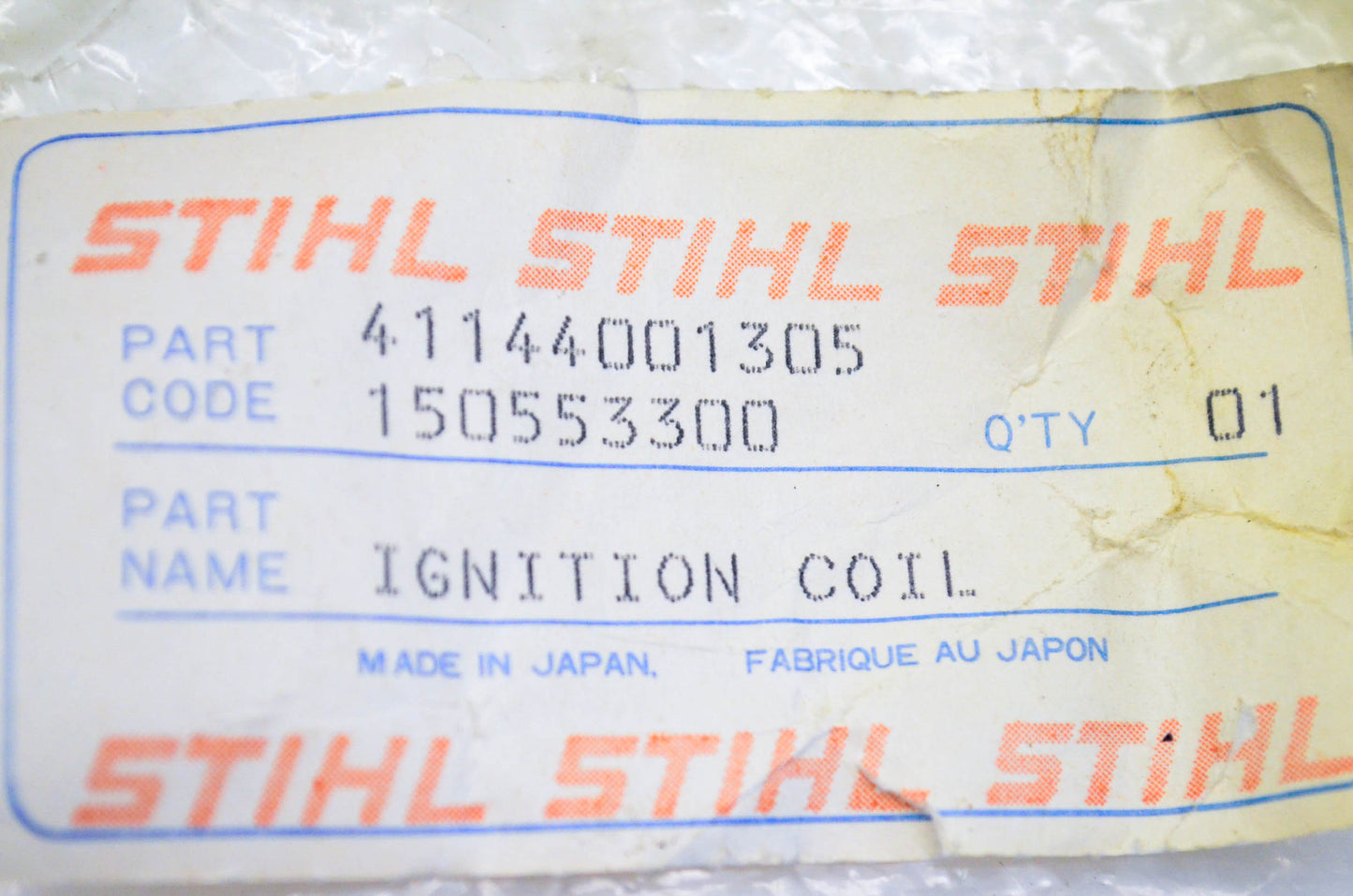 New OEM Stihl 4114-400-1305, 4B Ignition Coil NOS