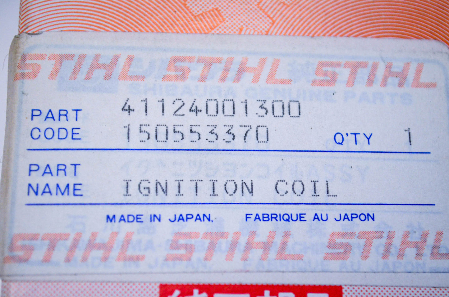 New OEM Stihl 4112-400-1300, BM3134 5 Ignition Coil NOS