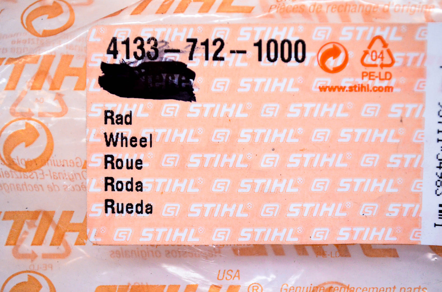 New OEM Stihl 4133-712-1000, 4133 712 1000A Wheel NOS
