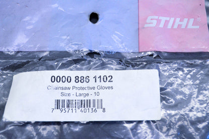 New OEM Stihl 0000-886-1102 Large Chainsaw Protective Gloves NOS