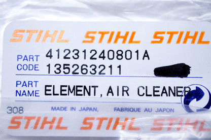 New OEM Stihl 4123-124-0801A, 4123-124-0801, LD02B02 Air Cleaner Element/Filter NOS