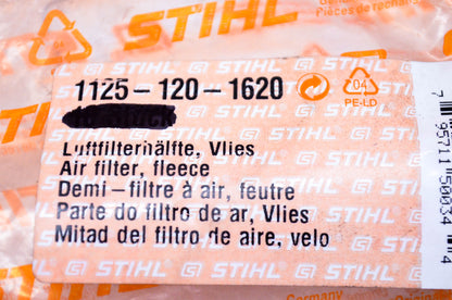 New OEM Stihl 1125-120-1620 Air Filter - Half Flocked NOS