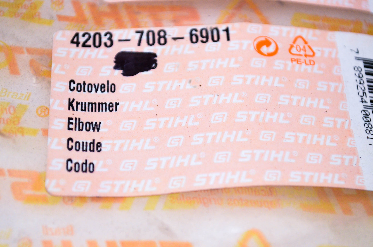 New OEM Stihl 4203-708-6901, 111 BR Elbow Tube NOS