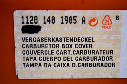 OEM Stihl 1128-140-1905, 1128-140-1905-A, 1128-141-1001 Carburetor Box Cover NOS