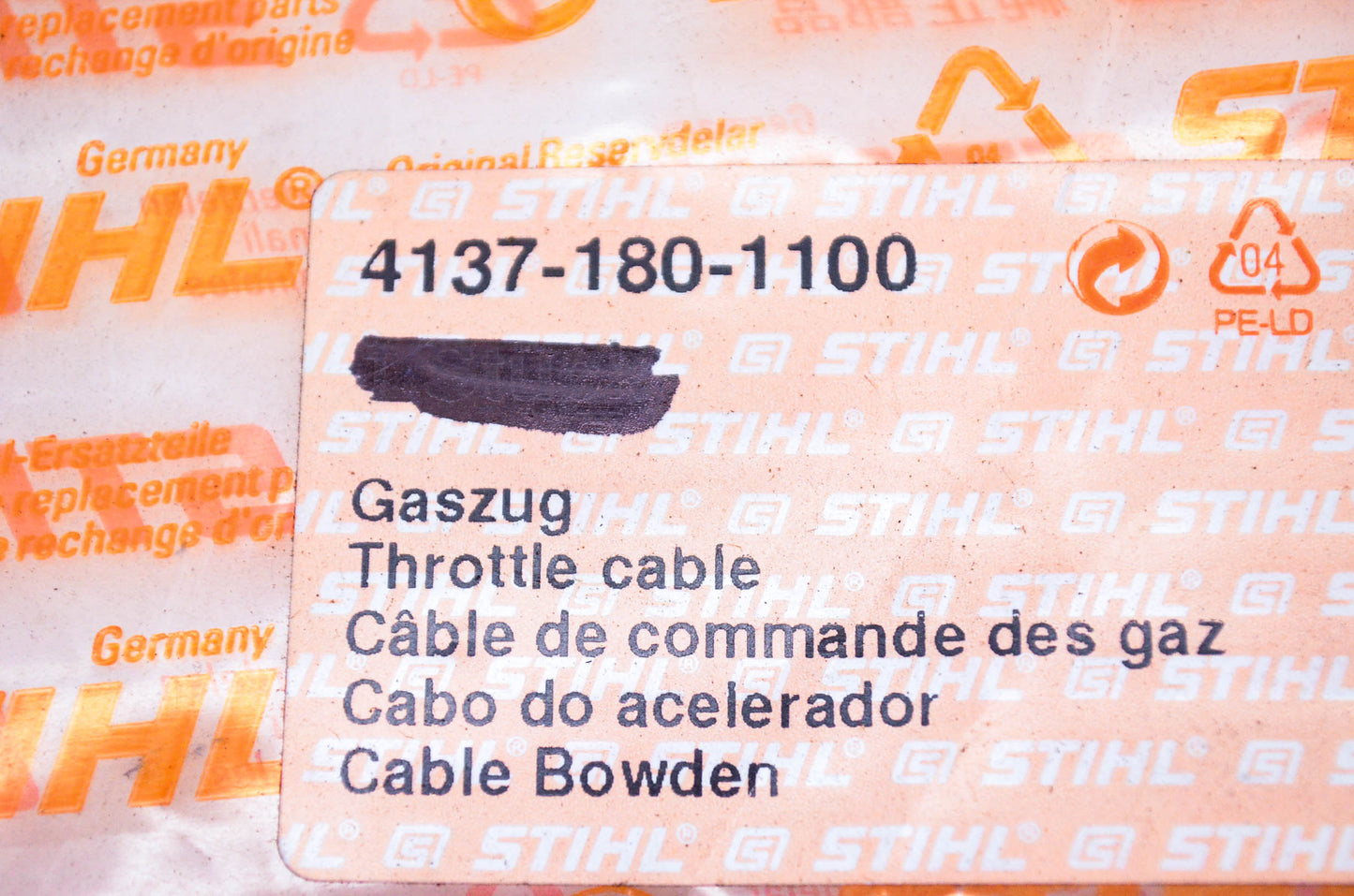 New OEM Stihl 4137-180-1100 Throttle Cable NOS