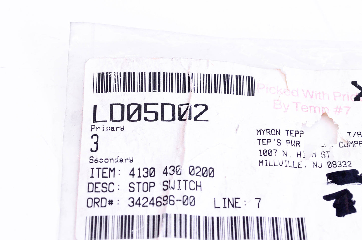 New OEM Stihl 4130-430-0200, LD05D02 Stop Switch NOS