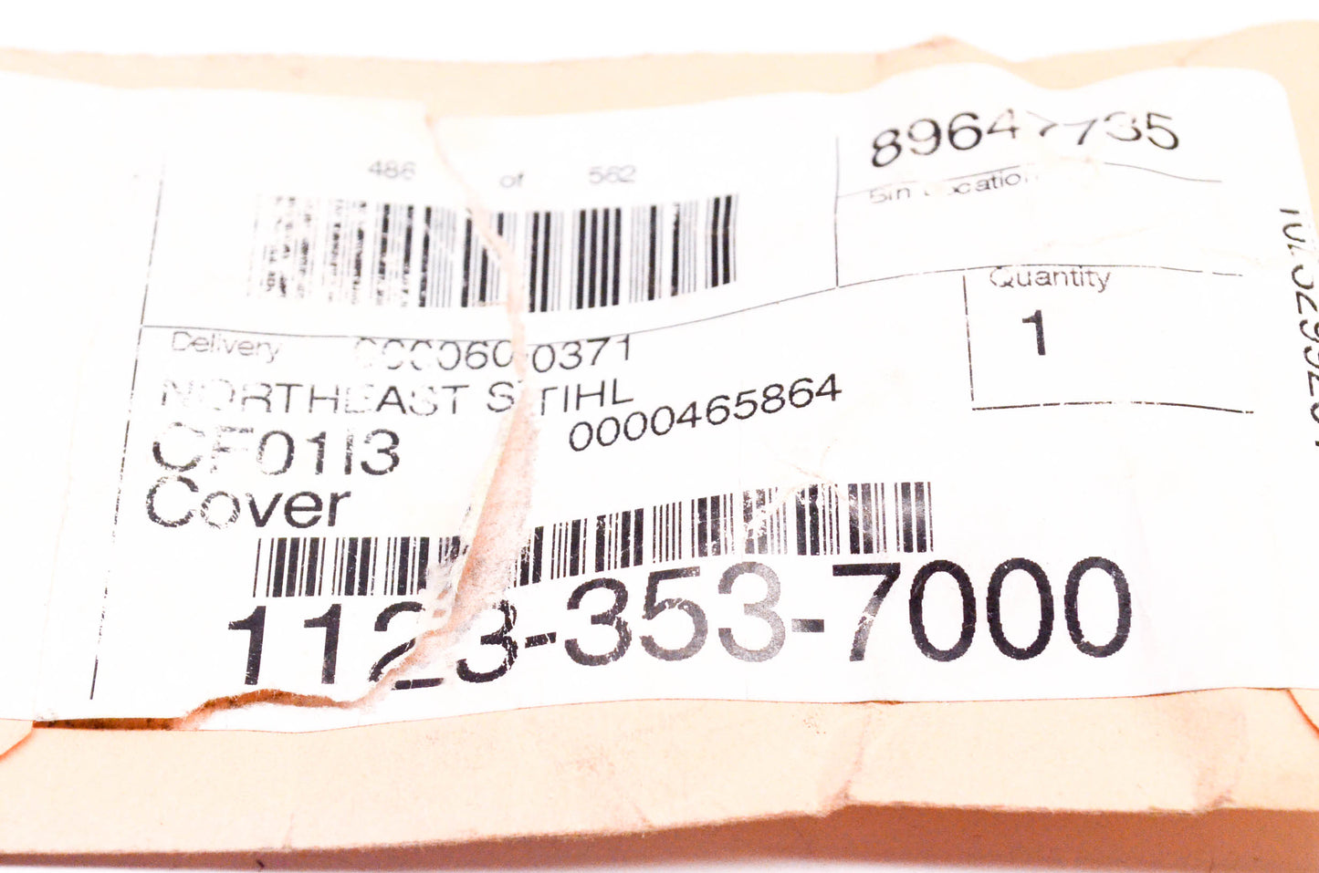 New OEM Stihl 1123-353-7000 Fuel Line Cover NOS