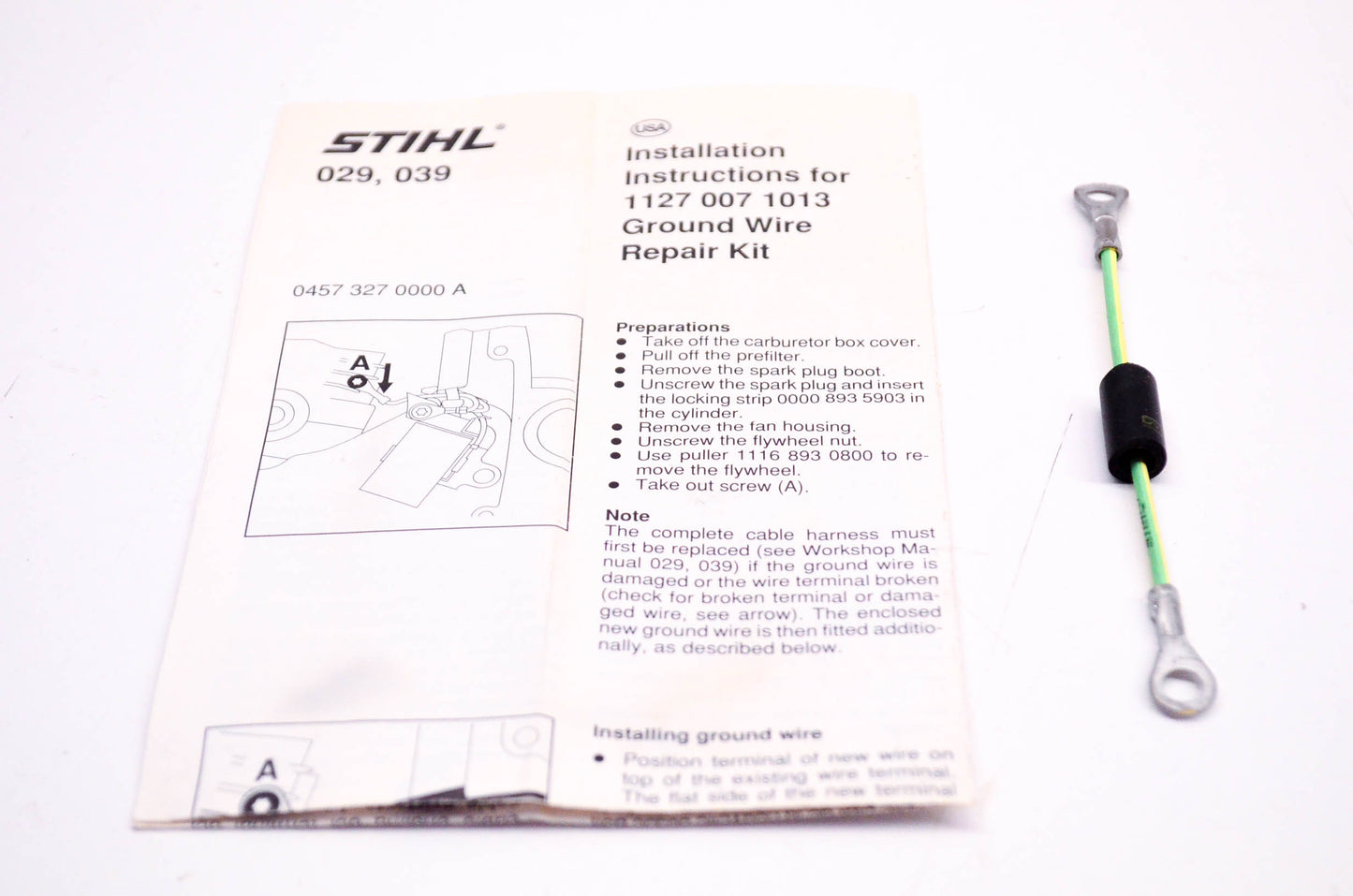 New OEM Stihl 1127-007-1009, 1127-007-1013 Ground Wire NOS
