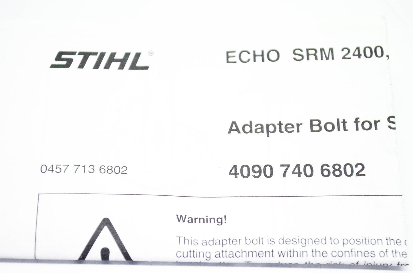 New OEM Stihl 4090-740-6802, 4090-713-6802 Adaptor Bolt NOS