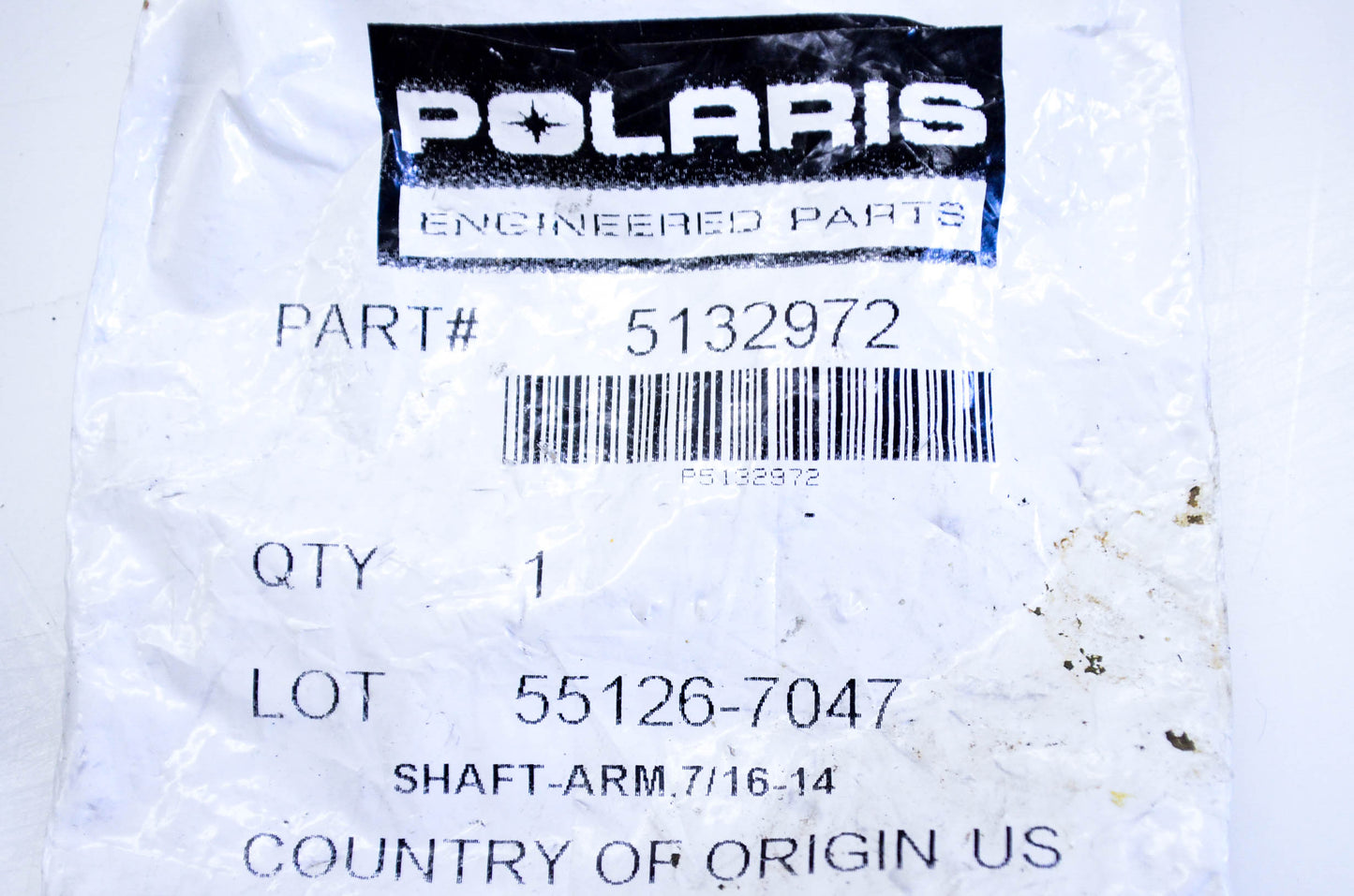 New OEM Polaris 5132972 Arm Shaft 7/16-14 NOS