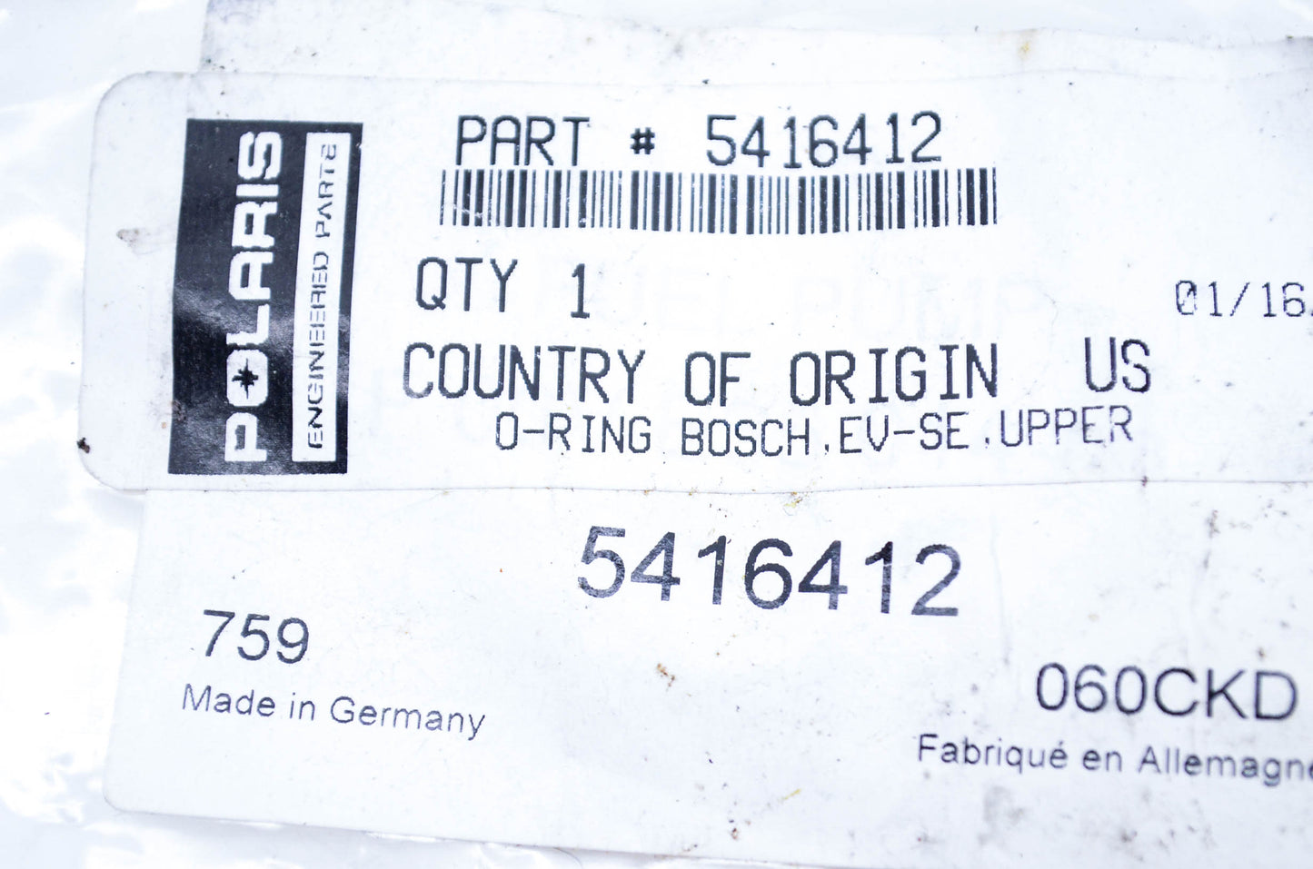 New OEM Polaris 5416412 O-Ring Kit NOS