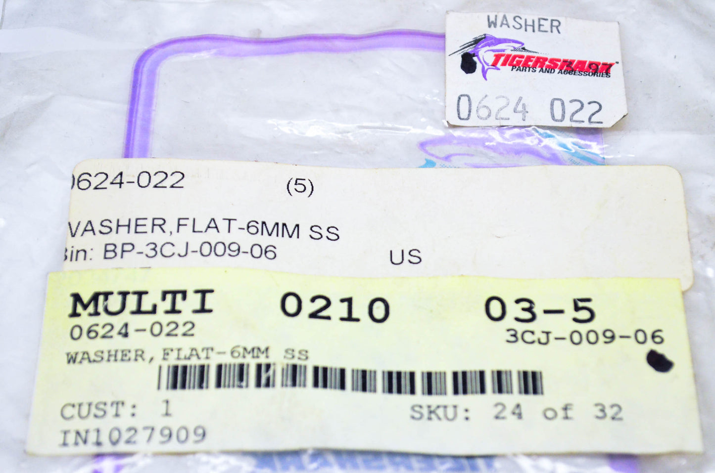 New OEM Arctic Cat 0624-022 Flat Washer 6mm NOS