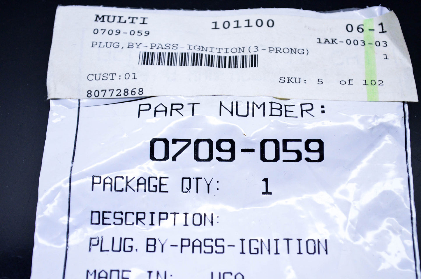 New OEM Arctic Cat 0709-059 By Pass Ignition Plug NOS