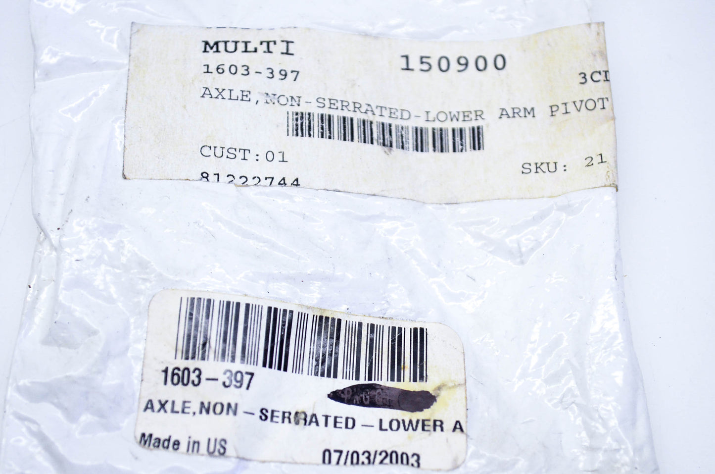 New OEM Arctic Cat 1603-397 Lower Arm Pivot Non Serrated Axle NOS