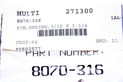 New OEM Arctic Cat 8070-316 Spring Pin 3/16x1-1/4 NOS