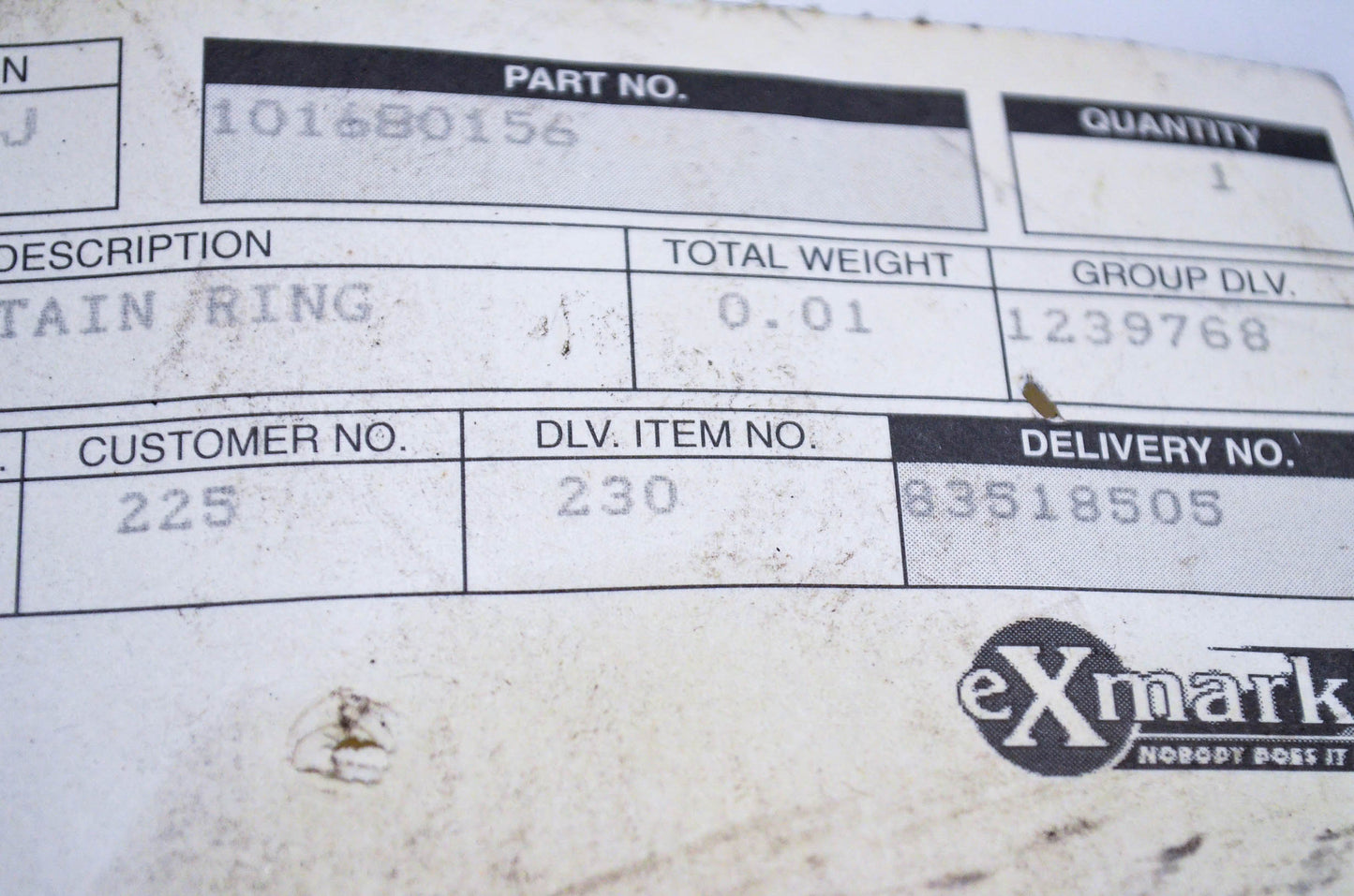 Exmark 101680156 Internal Retaining Ring NOS