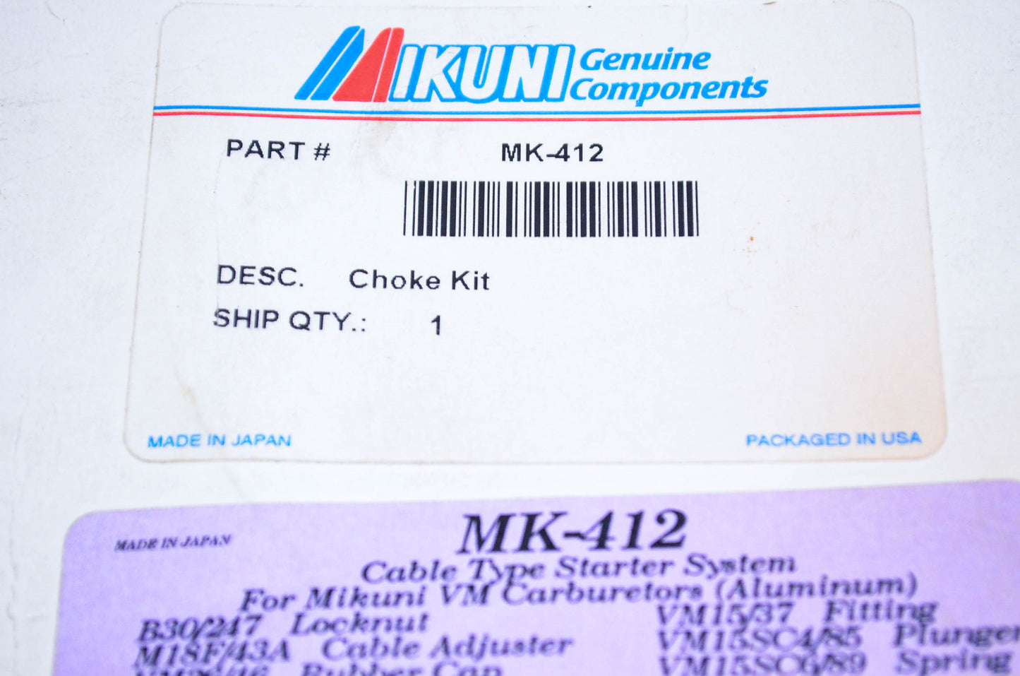 Mikuni MK-412 Choke Conversion Kit NOS