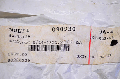 New OEM Arctic Cat 8011-139 Carriage Bolt NOS