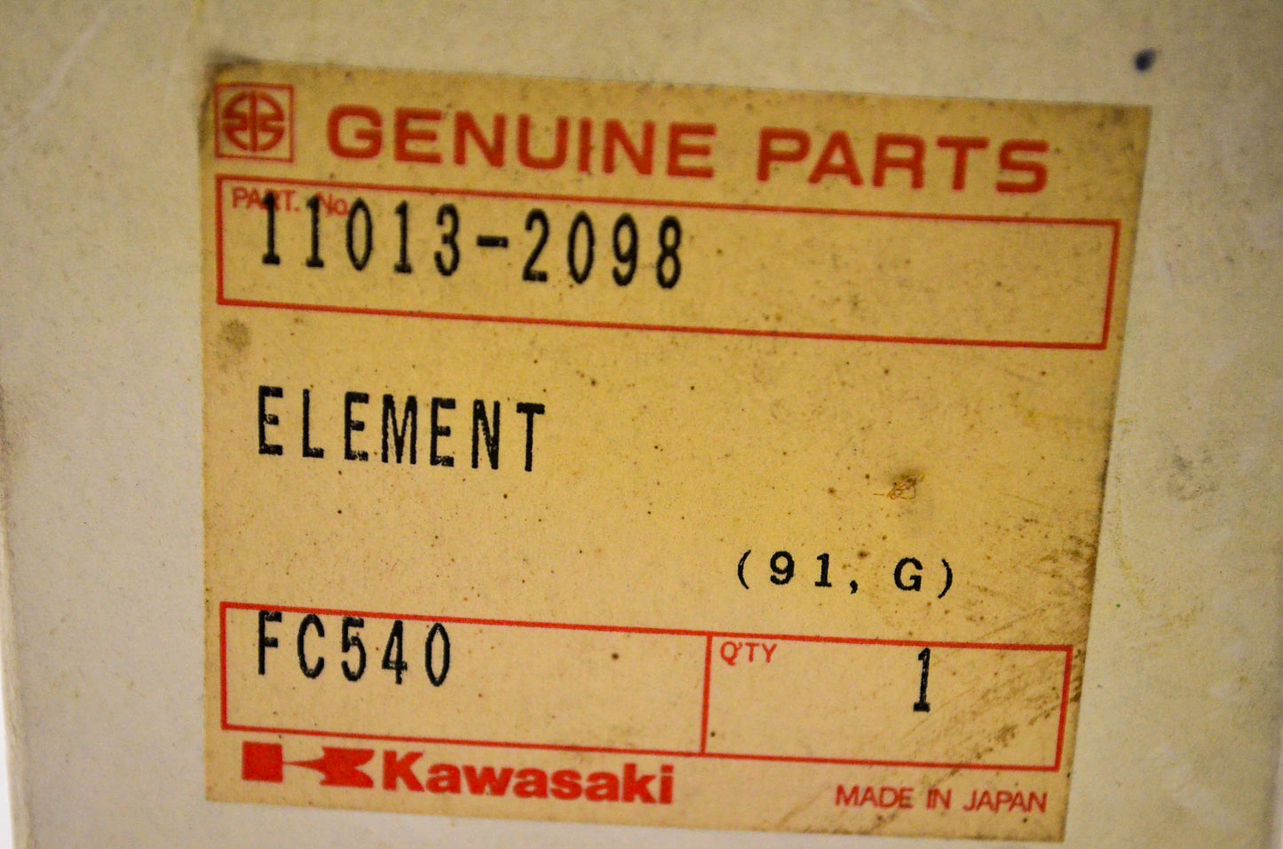 New OEM Kawasaki 11013-2098 Air Filter Element NOS