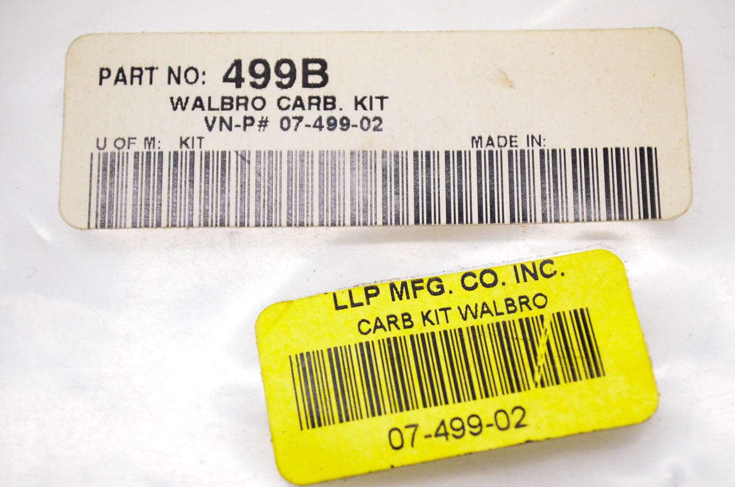 Walbro 499B, 07-499-02 Carburetor Repair Kit NOS