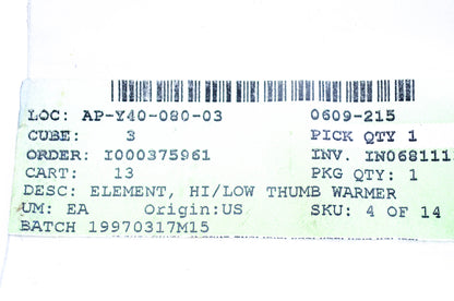 New OEM Arctic Cat 0609-215 Hi/Low Thumb Warmer Element NOS