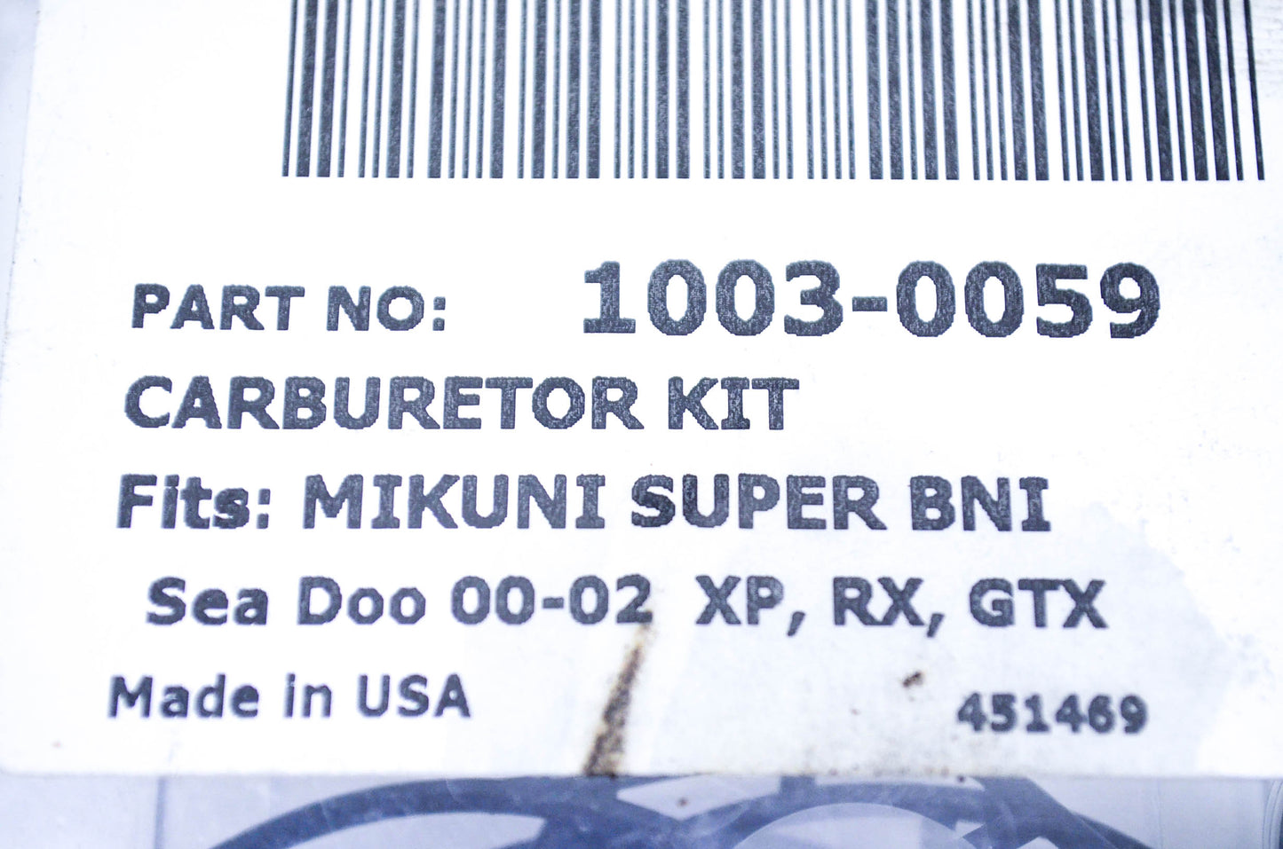 Mikuni 1003-0059 Carburetor Kit NOS
