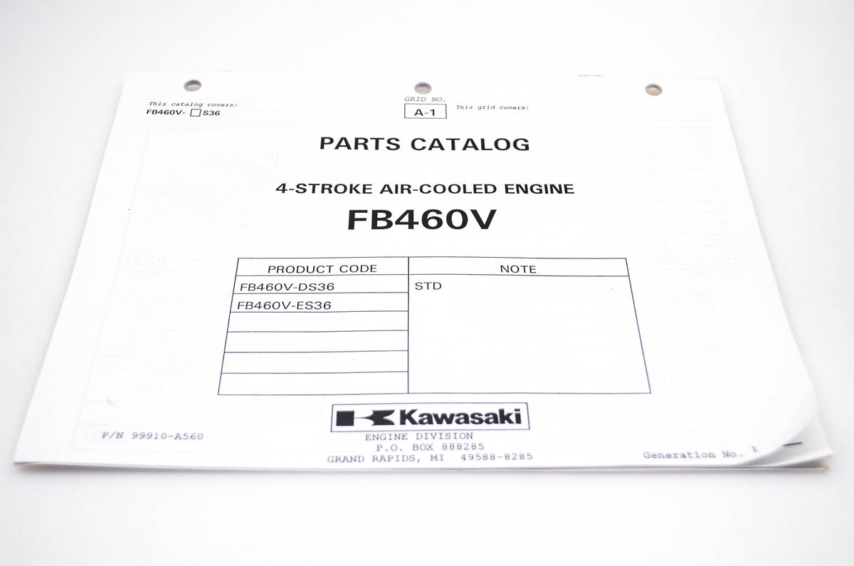 New OEM Kawasaki 99910-A560 FB460V Parts Catalog NOS