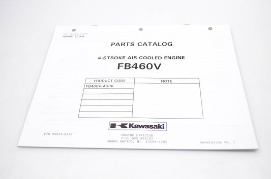 New OEM Kawasaki 99910-A192 FB460V Parts Catalog NOS