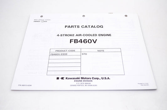 New OEM Kawasaki 99910-A294 FB460V Parts Catalog NOS