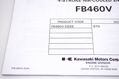 New OEM Kawasaki 99910-A294 FB460V Parts Catalog NOS
