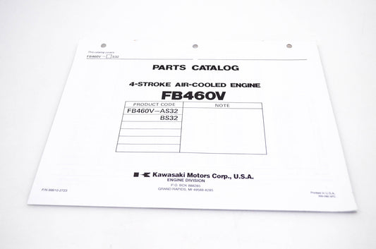 New OEM Kawasaki 99910-2723 FB460V Parts Catalog NOS