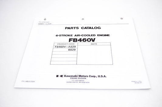New OEM Kawasaki 99910-2584 FB460V Parts Catalog NOS