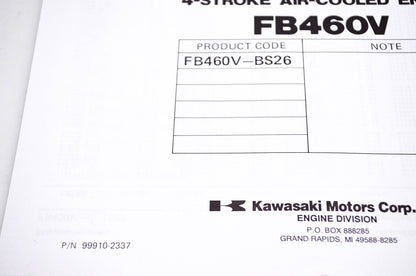 New OEM Kawasaki 99910-2337 FB460V Parts Catalog NOS