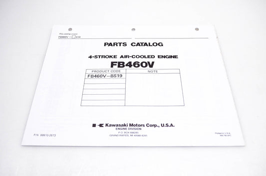 New OEM Kawasaki 99910-2673 FB460V Parts Catalog NOS