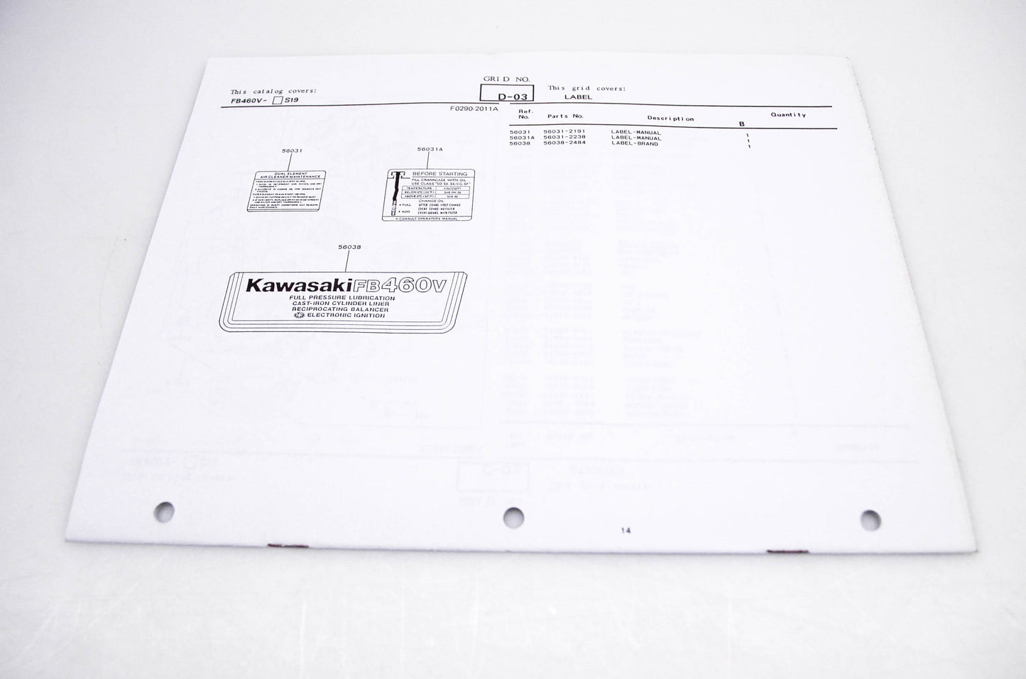 New OEM Kawasaki 99910-2673 FB460V Parts Catalog NOS