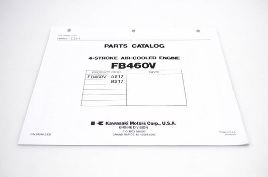 New OEM Kawasaki 99910-2336 FB460V Parts Catalog NOS