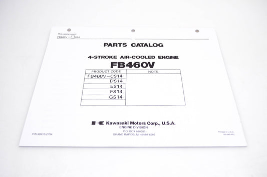 New OEM Kawasaki 99910-2754 FB460V Parts Catalog NOS