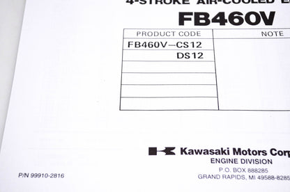 New OEM Kawasaki 99910-2816 FB460V Parts Catalog NOS