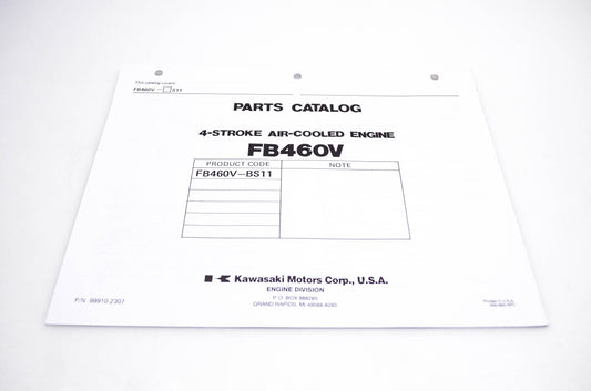 New OEM Kawasaki 99910-2307 FB460V Parts Catalog NOS