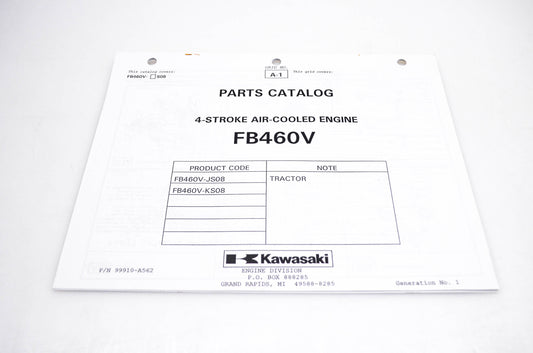 New OEM Kawasaki 99910-A562 FB460V Parts Catalog NOS