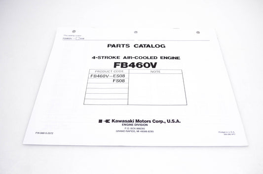 New OEM Kawasaki 99910-2072 FB460V Parts Catalog NOS