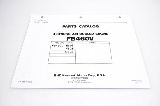 New OEM Kawasaki 99910-2323 FB460V Parts Catalog NOS