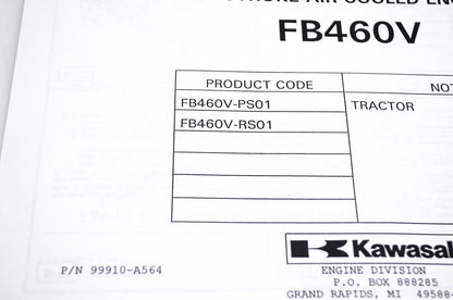 New OEM Kawasaki 99910-A564 FB460V Parts Catalog NOS