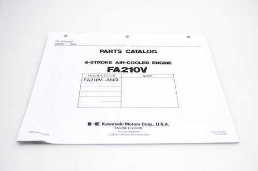 New OEM Kawasaki 99910-2331 FA210V Parts Catalog NOS