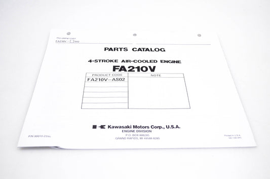 New OEM Kawasaki 99910-2330 FA210V Parts Catalog NOS